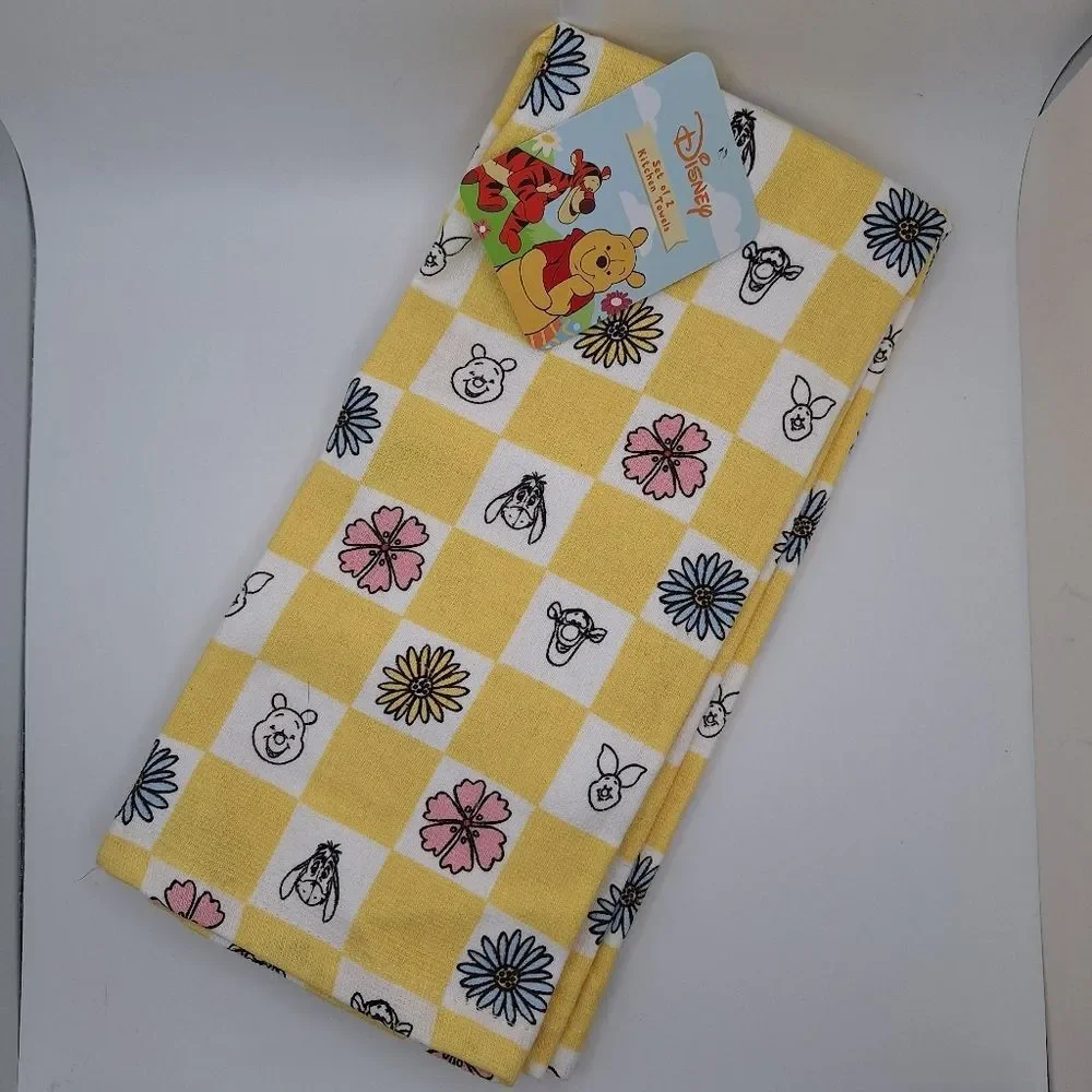 Winnie the Pooh Yellow Checkered Kitchen Towel Set